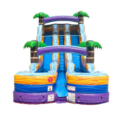 18ft Purple Tropical Marble Dual Lane Water Slide